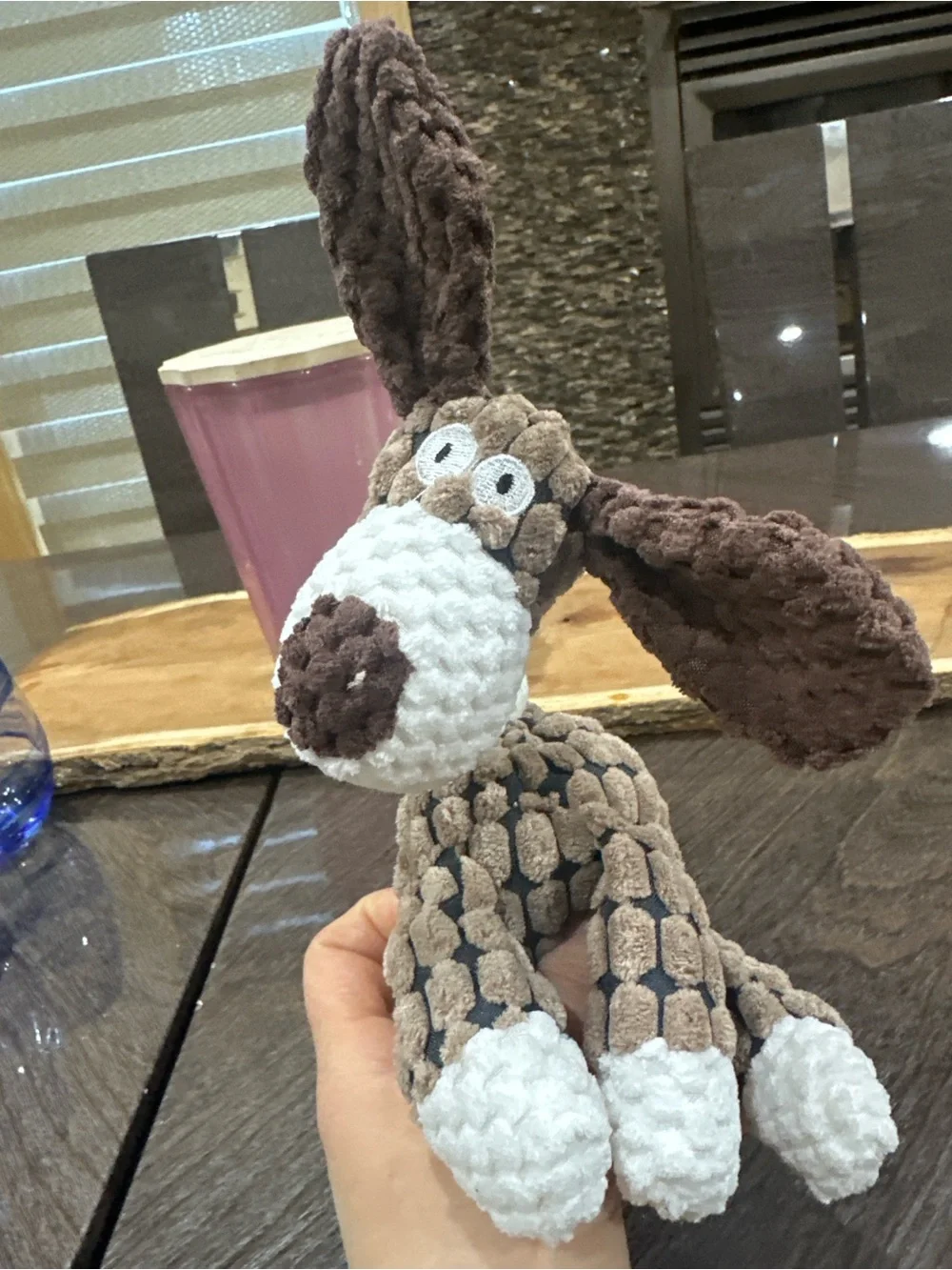 Plush Textured Brown & White Donkey Toy